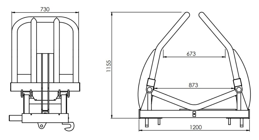 Rundballengriefer Zeichnung